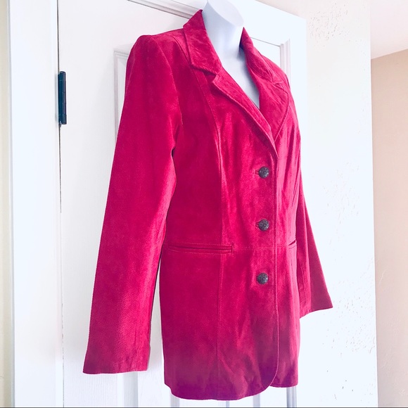 NWOT SUEDE LEATHER Denim & Co Raspberry Jacket-M/L - Picture 2 of 7